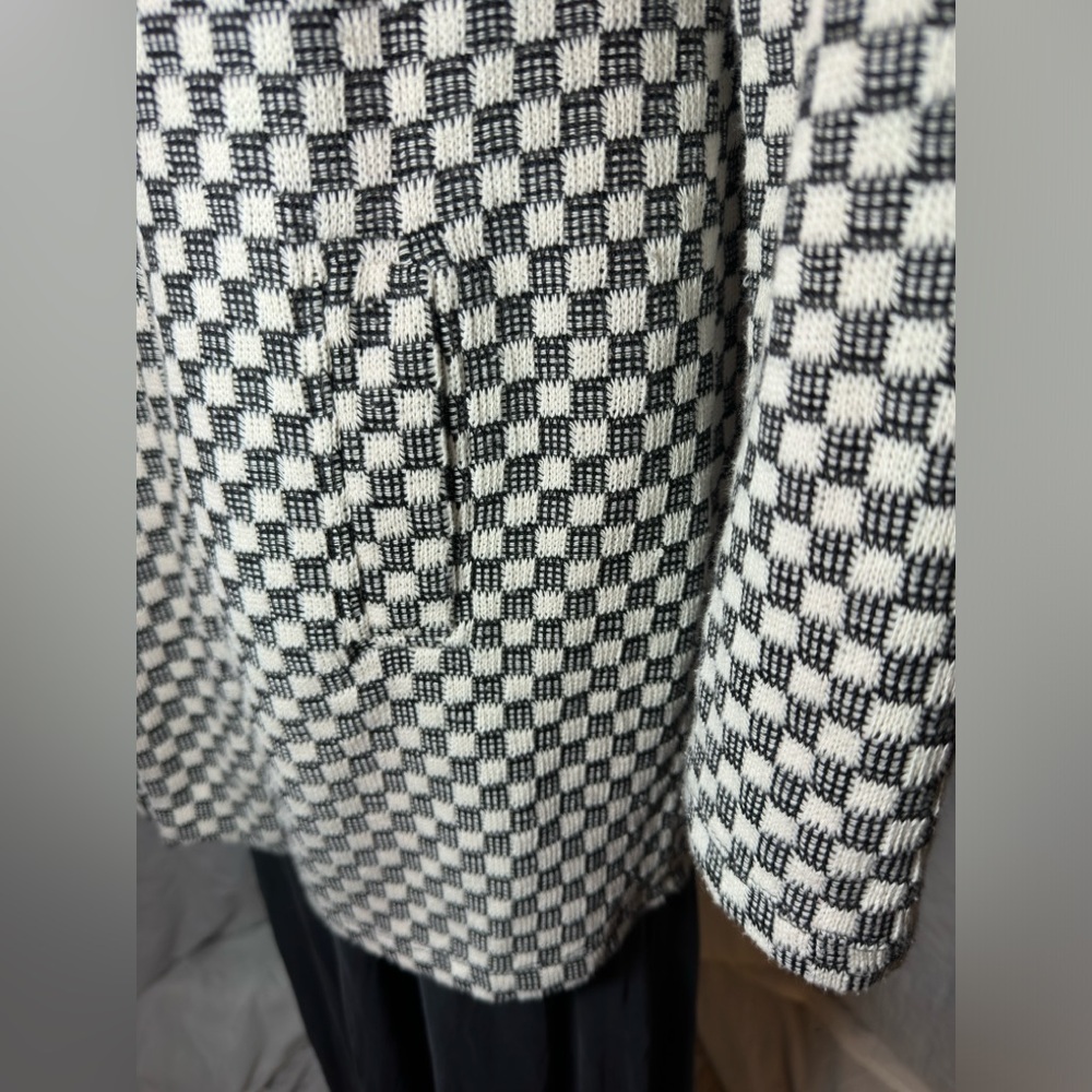 Bobeau Black White Textured Open Front Jacket Medium - Picture 6 of 11